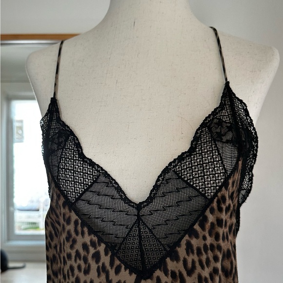 Zadig & Voltaire Black and Tan Leopard Spaghetti Strap Maxi Dress with lace - Picture 6 of 8